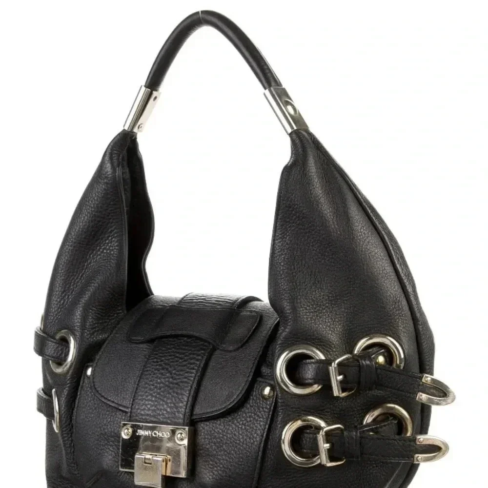 Jimmy Choo black leather hobo handbag